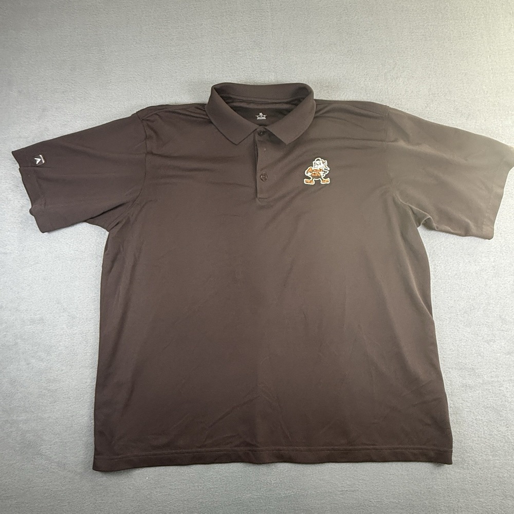Antigua Cleveland Browns Polo Shirt Brownie Elf Logo Brown NFL Men's Size XL